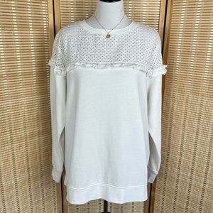 Like New Crown & Ivy White Eyelet Ruffle Pullover